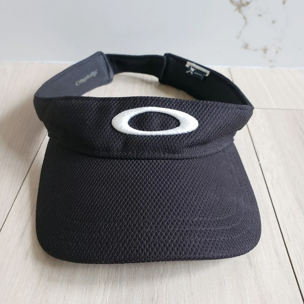 Oakley Visor Hat Black Mesh Adjustable Golf Tennis Sportswear Sun Protection 90s